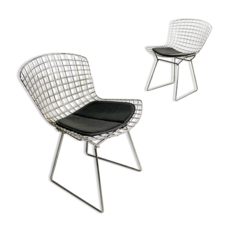 Pair of chrome side chairs by Harry Bertoia for Knoll