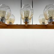 1970's Wood, Chrome & Glass Chandelier by Elektroinstala Decin, Labeled