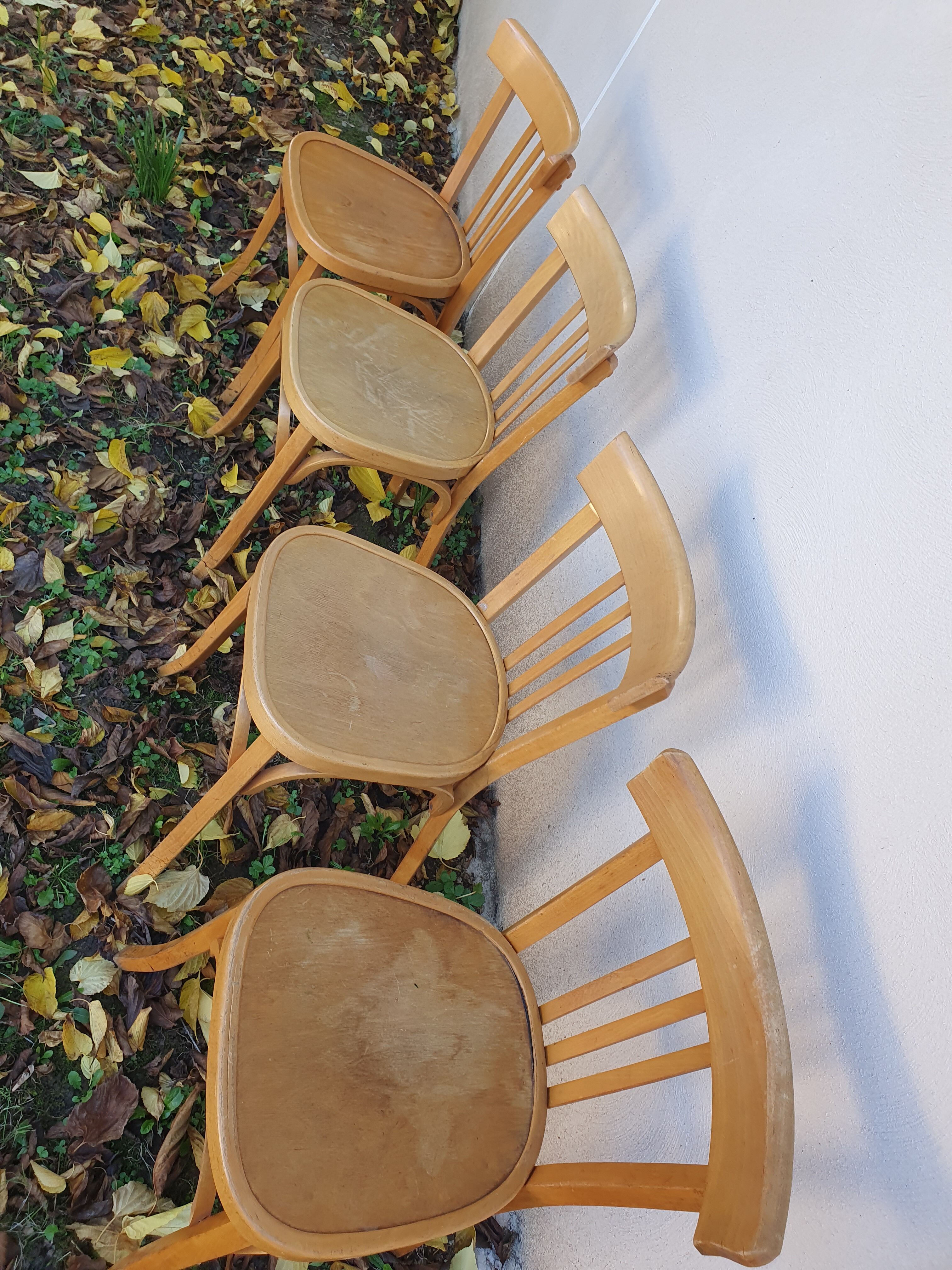 4 bistro chairs stamped Baumann