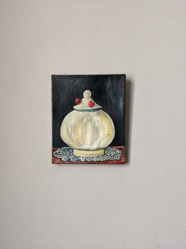 Petite huile sur toile nature morte tableau esprit campagne slow décoration