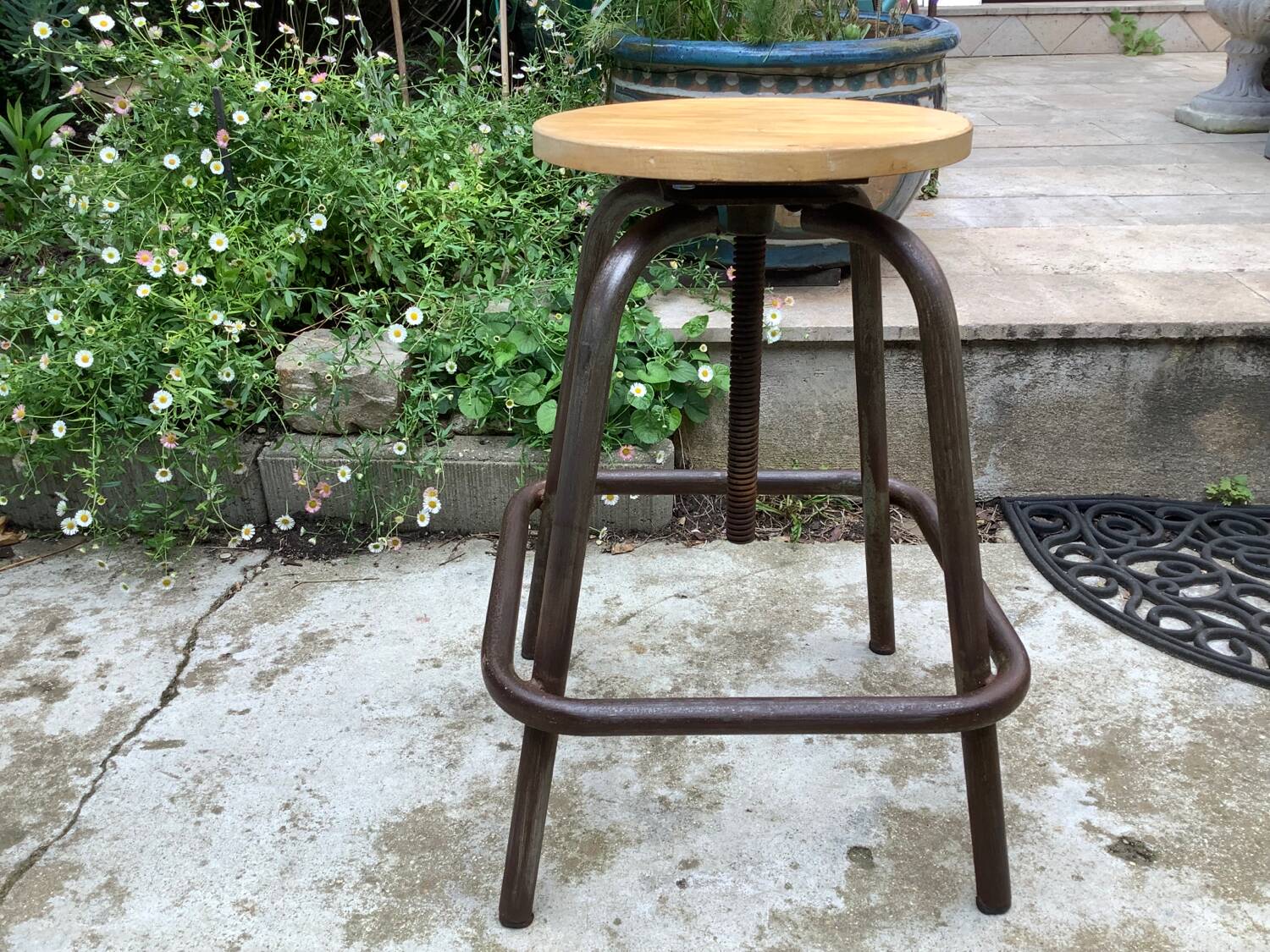 Tabouret d’atelier industriel vintage