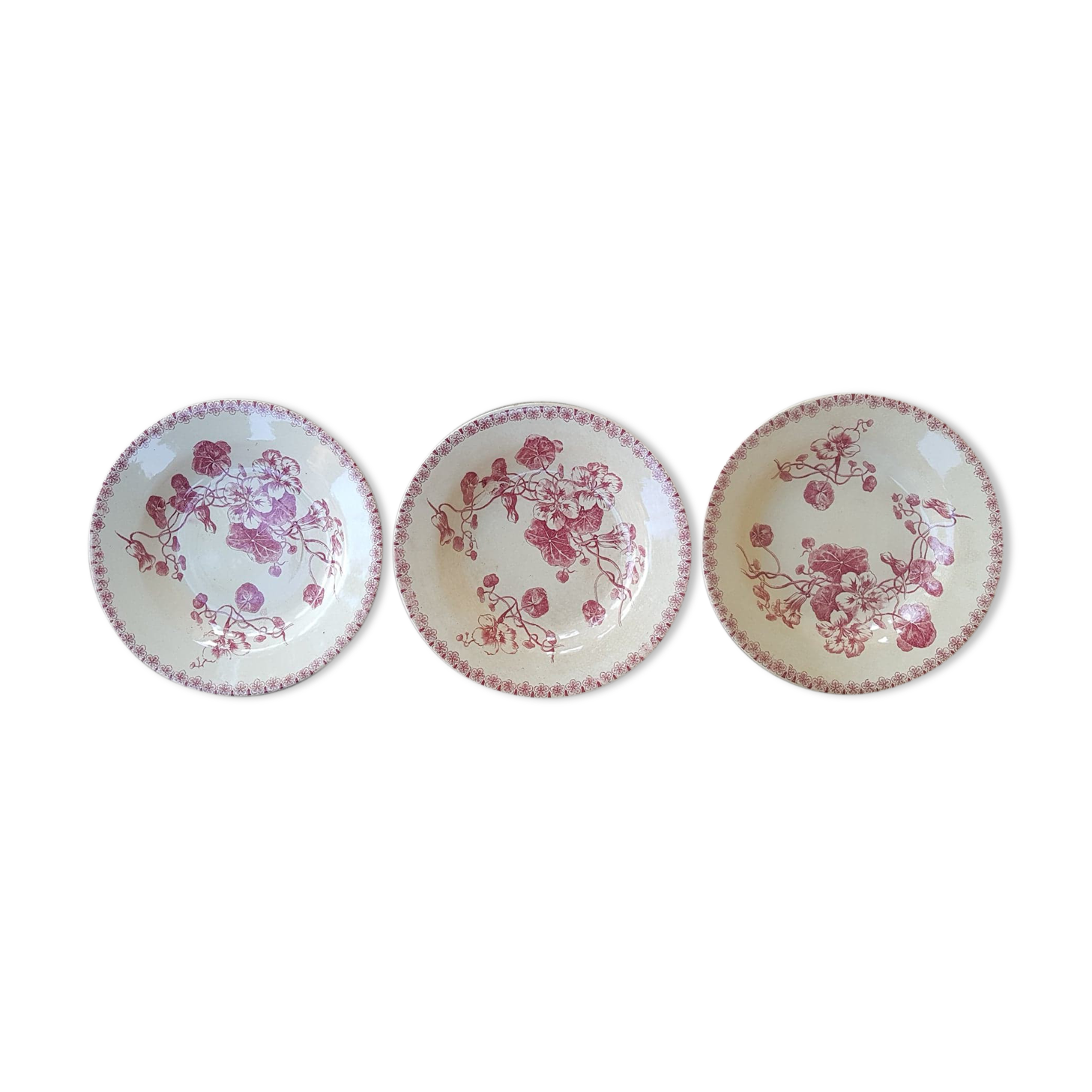 Set of 3 plates in Iron Earth Gien model Capucines