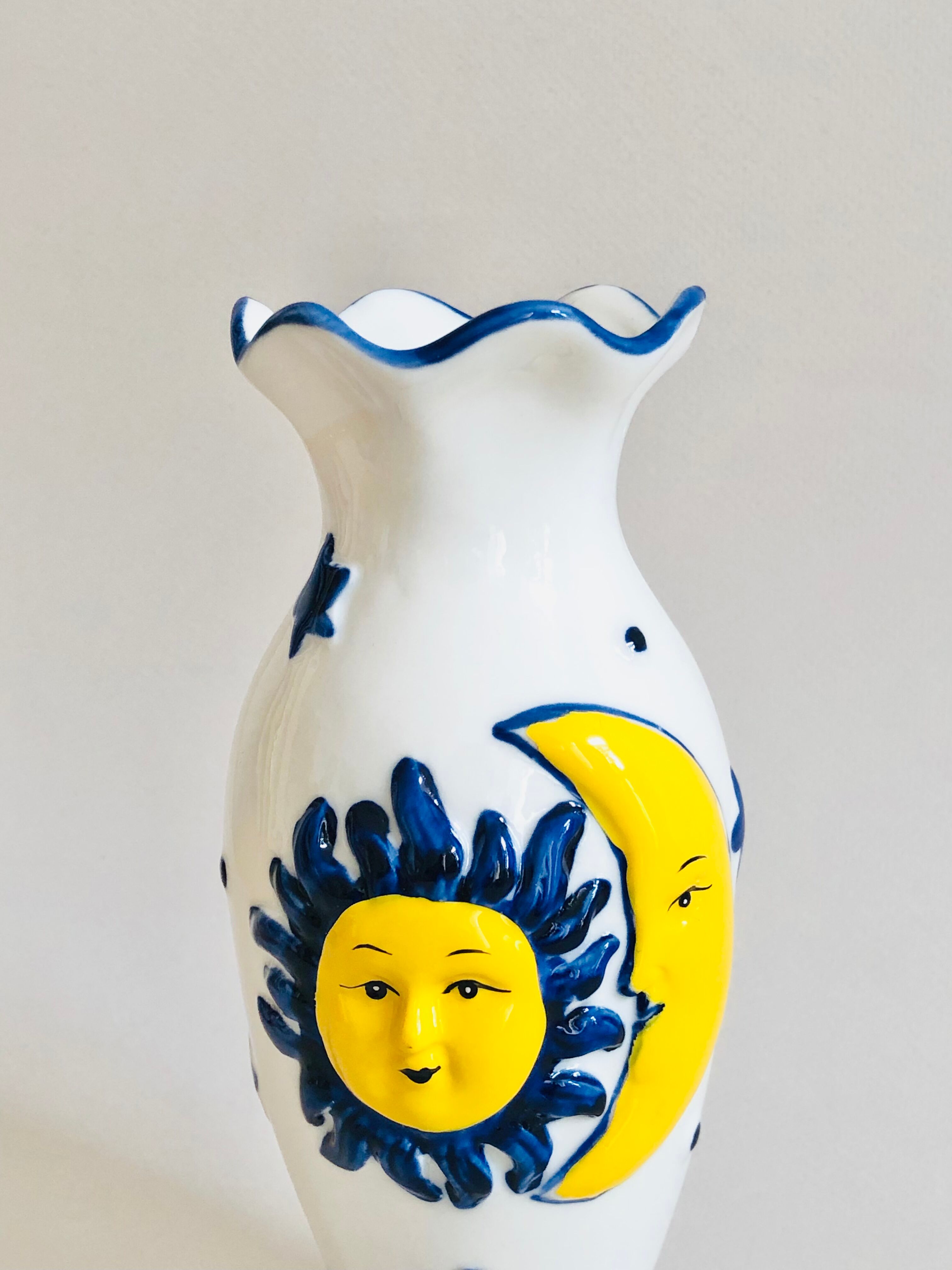 Vintage Sun & Moon Vase ceramic H17cm