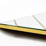 Large, exceptional 1970s brass wall mirror with diagonal mirror strips