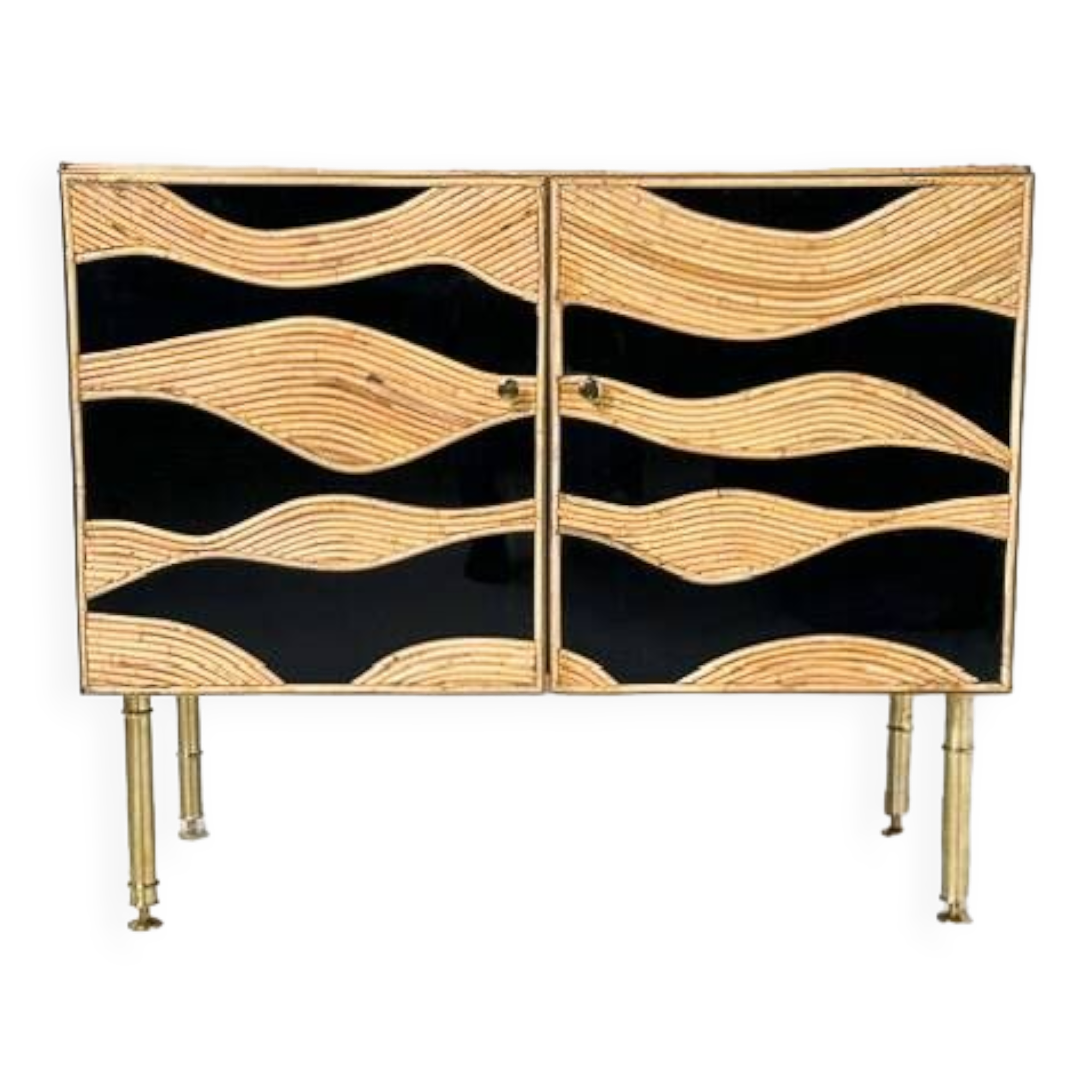 Contemporary Bamboo and Brass Chest, Italy