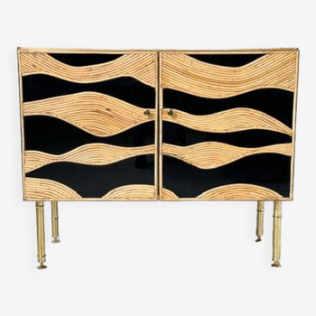 Contemporary Bamboo and Brass Chest, Italy