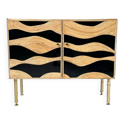 Contemporary Bamboo and Brass Chest, Italy
