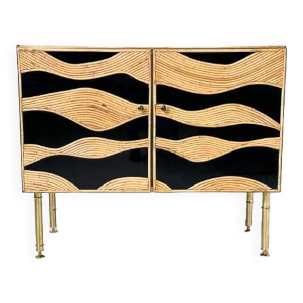 Contemporary Bamboo and Brass Chest, Italy