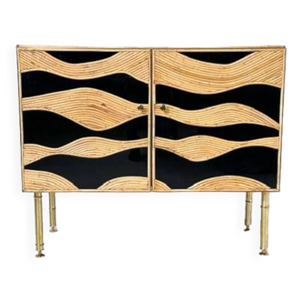 Contemporary Bamboo and Brass Chest, Italy