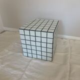 Cube piece of sofa tile mosaic glossy white and black joint