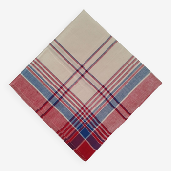 Square cotton tablecloth vintage red and blue checks and stripes