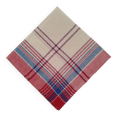 Square cotton tablecloth vintage red and blue checks and stripes