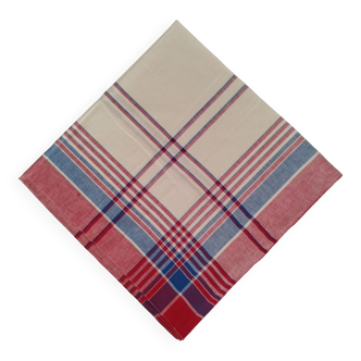 Square cotton tablecloth vintage red and blue checks and stripes