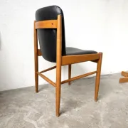 Scandinavian chair in beech and black faux leather, 1960s