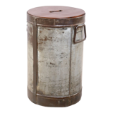 Metal stool with teak seat