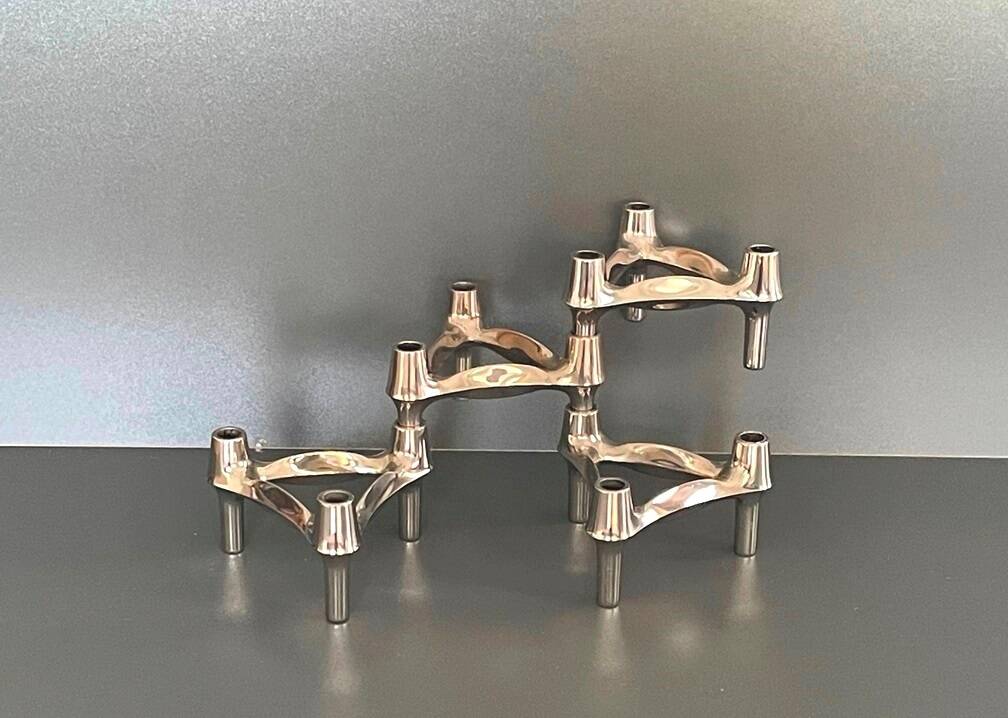 4 modular Nagel candlesticks. Vintage 70s