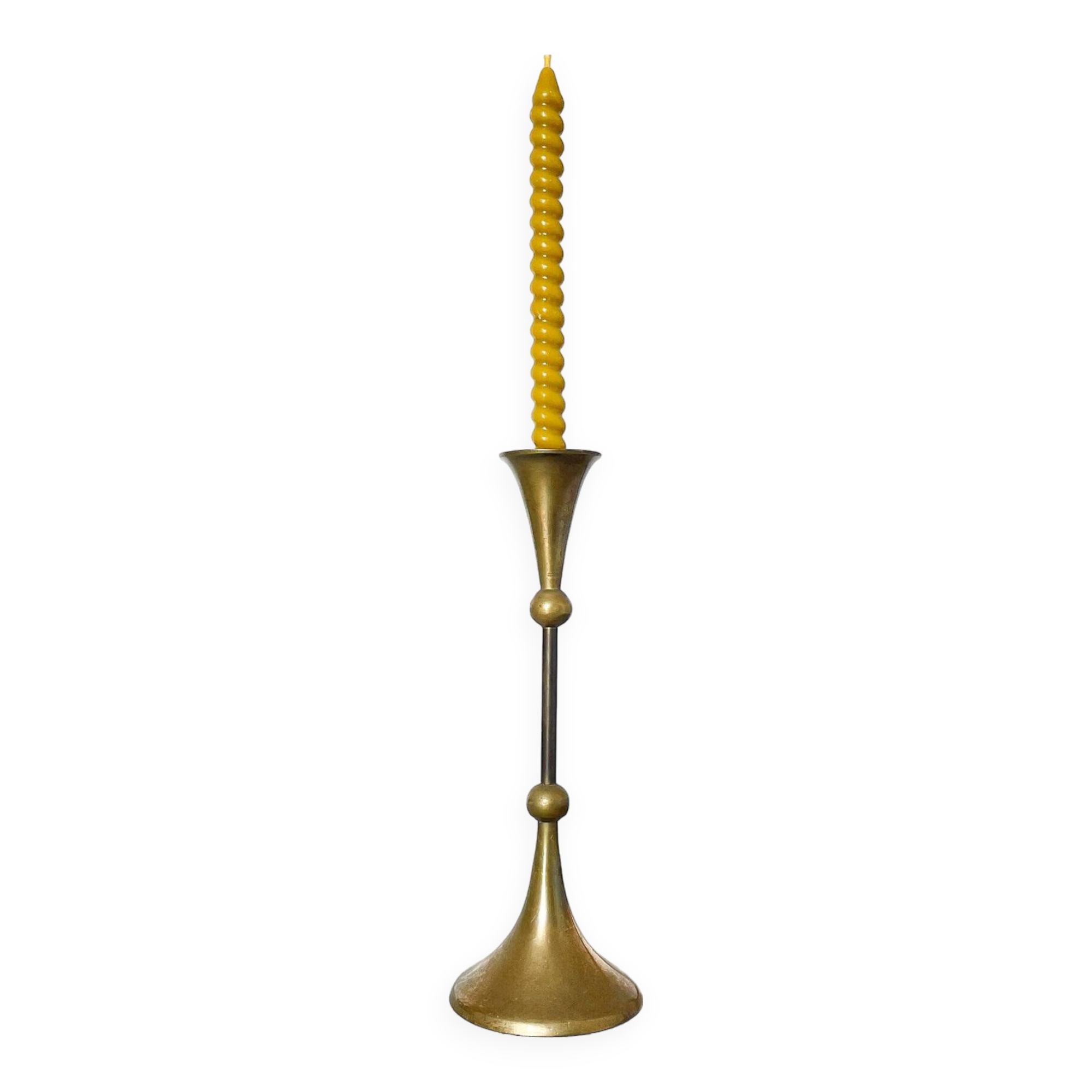 Tapered brass candle holder