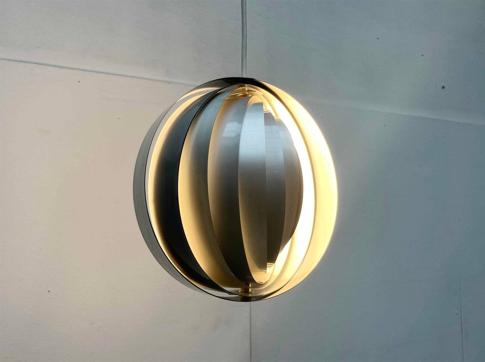 Mid-century modern moon pendant lamp from East Germany by Verner Panton for Erjoka, 1960s.