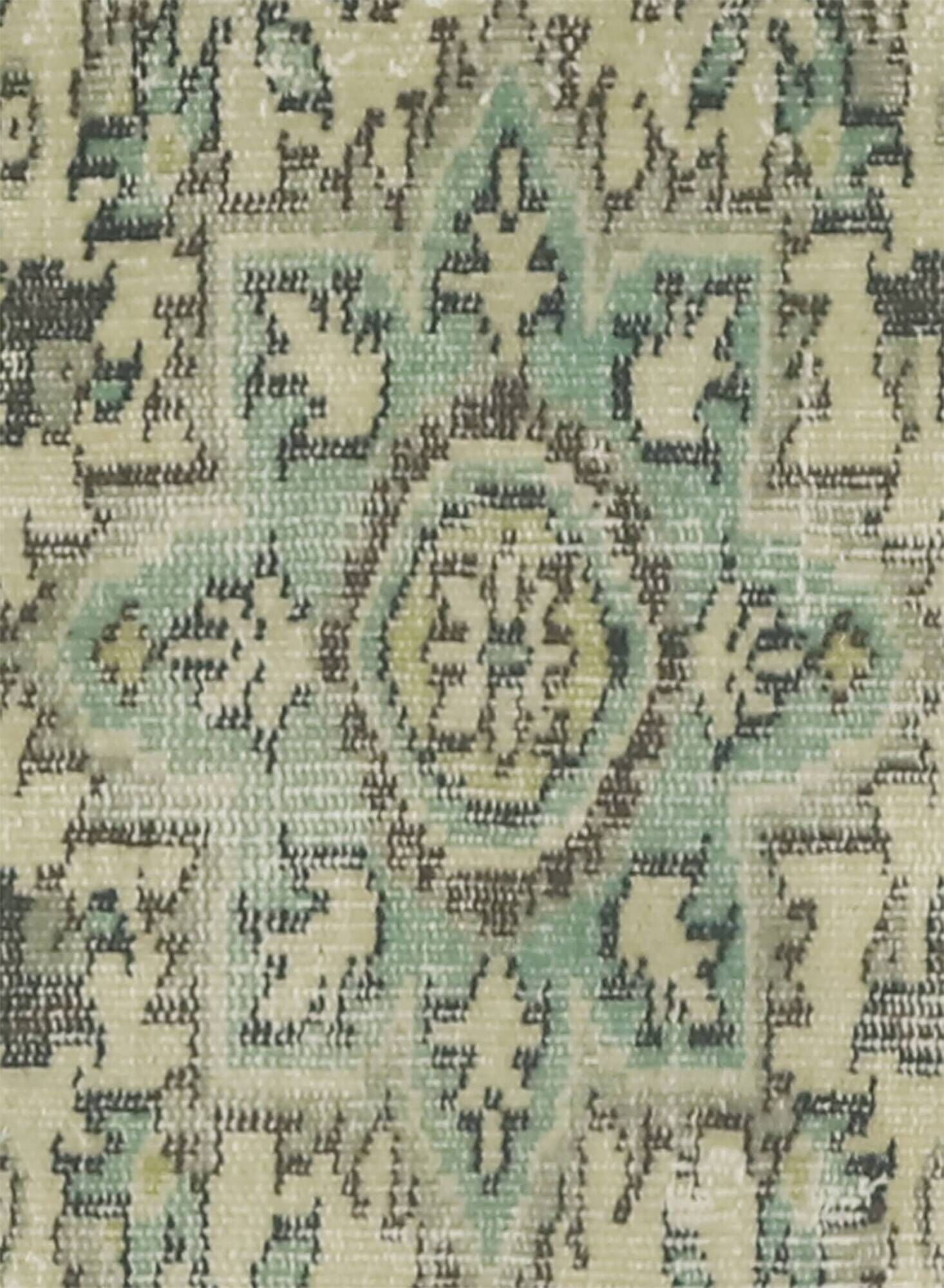 Vintage Turkish Rug Sage Green with Medallion 287 x 193 cm