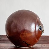 Glazed stoneware owl head, 1950s-60s