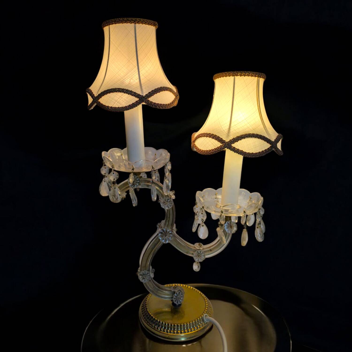 Vintage *Maria Theresa Style Table Lamp – 1950's Crystal & Brass