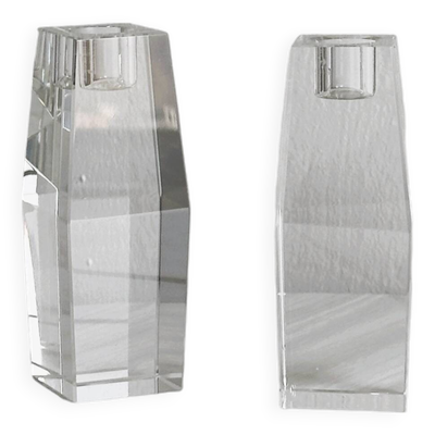 Duo de bougeoirs en cristal