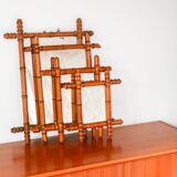 Bamboo effect wooden barber mirror 62 x 47 cm