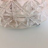 Vintage structured glass round ceiling lamp 60s-70s