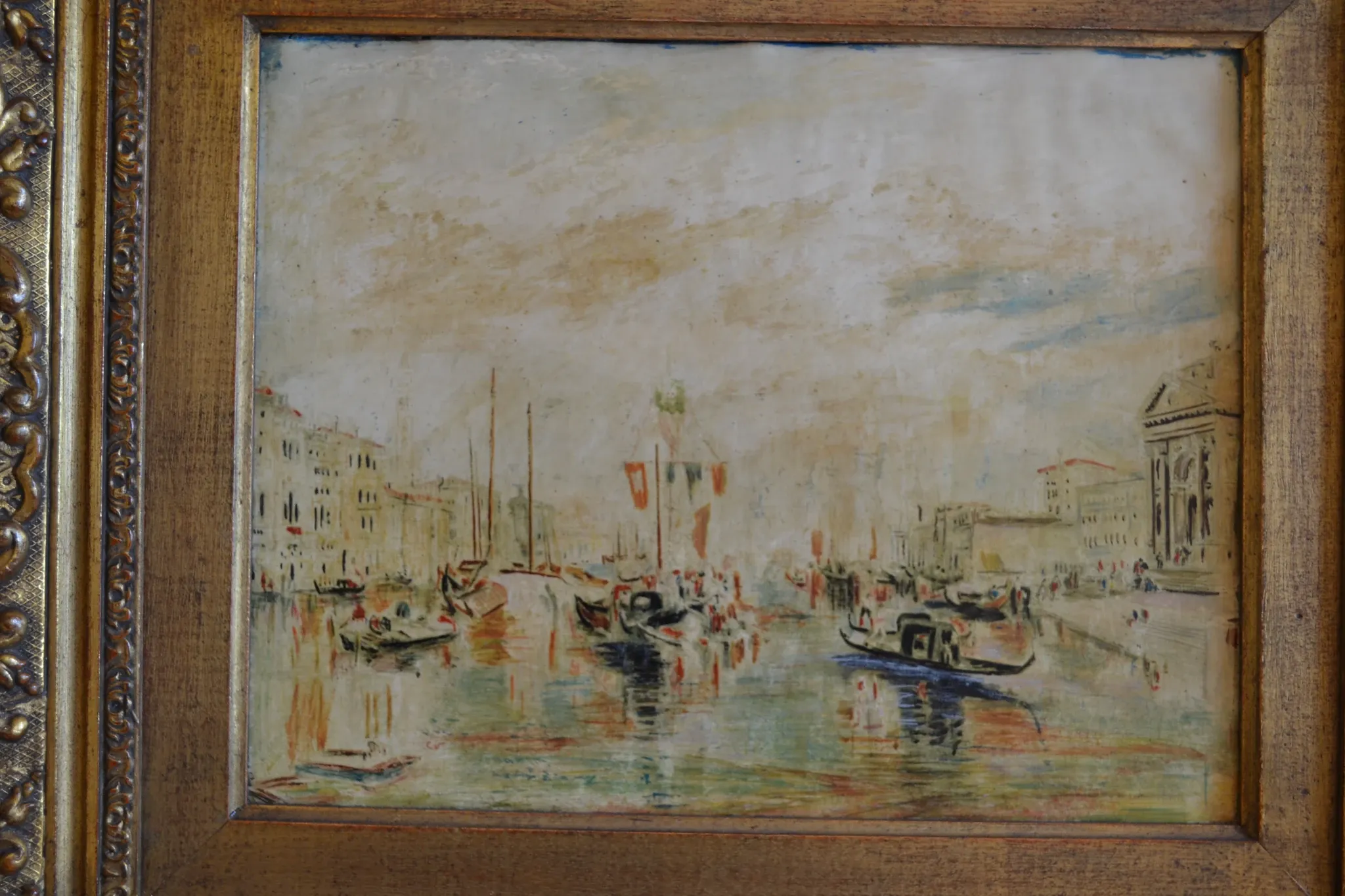 Venice "The Grand Canal" Old painting Oil on canvas