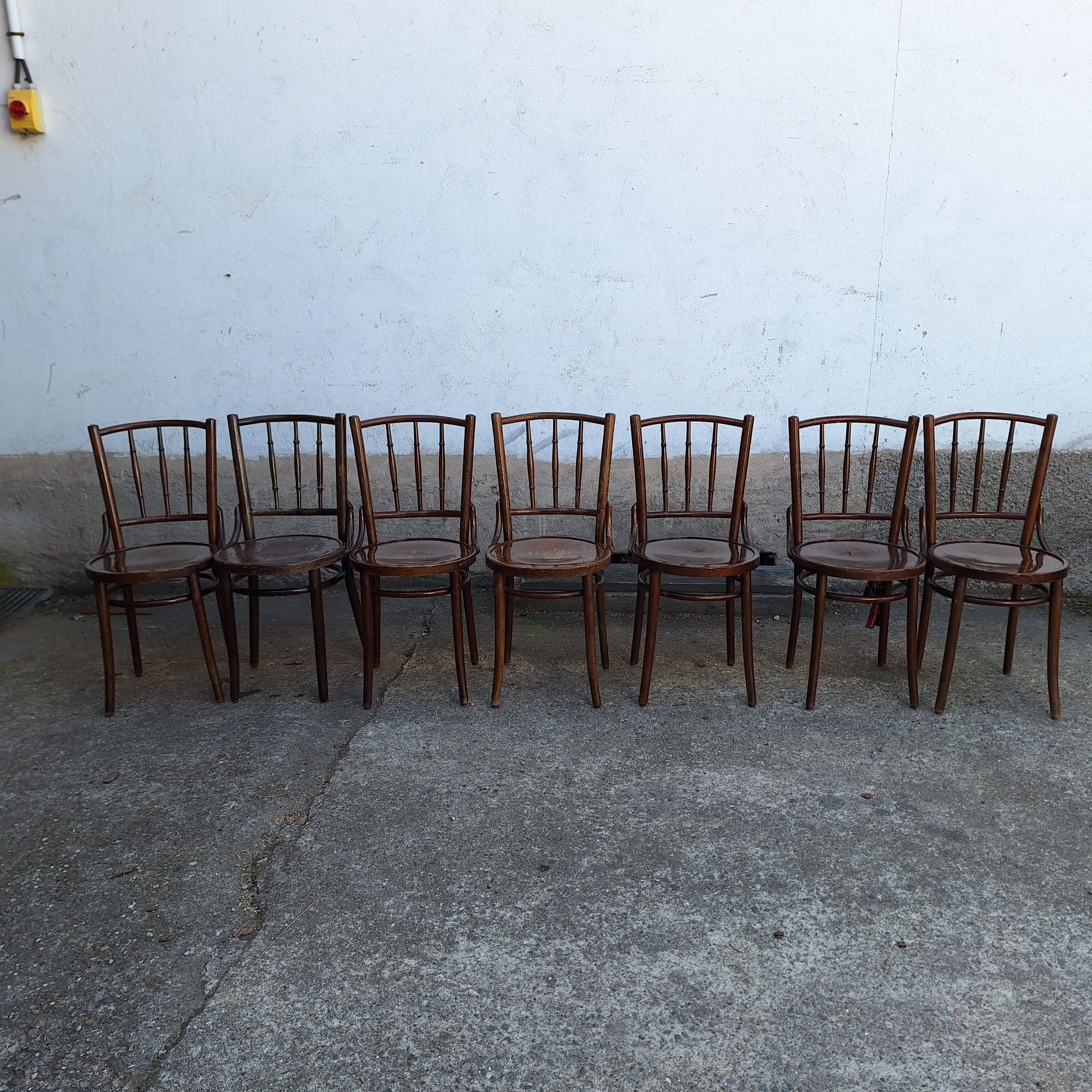 Thonet or Fischel bistro chair set of 7