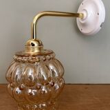 Vintage globe angled wall light in bubbled glass