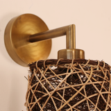 Brass Plated Rattan Sconce