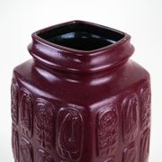 Bay Keramik ceramic vase with floral relief, burgundy glaze, Germany, 1970s