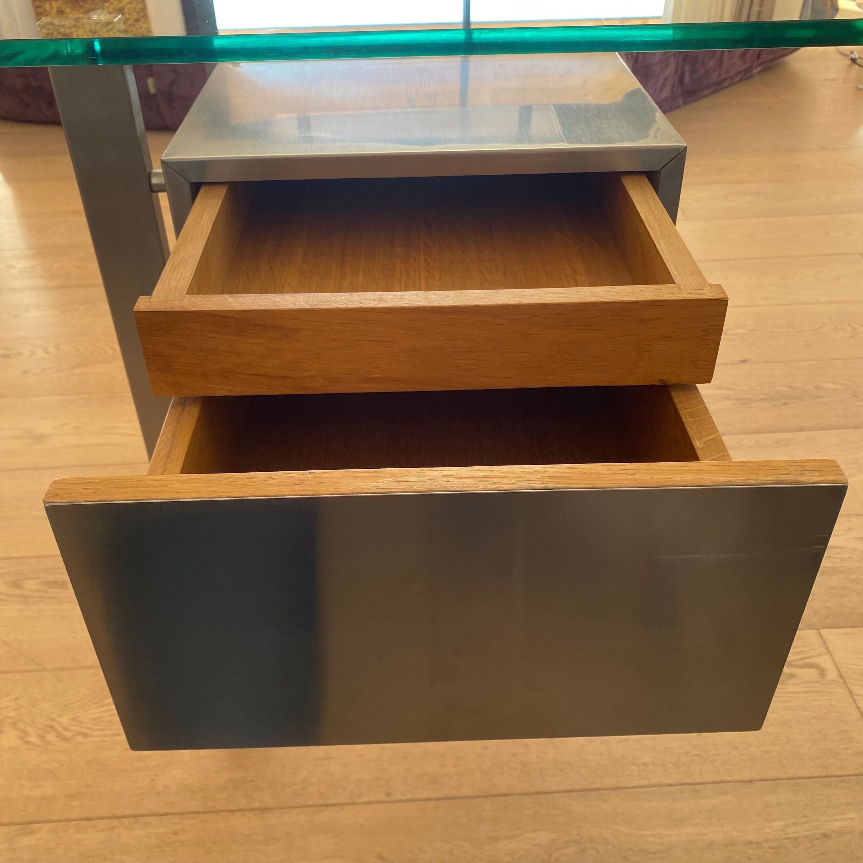 Modernist stainless steel desk by Paul Legeard for Dom. 1970