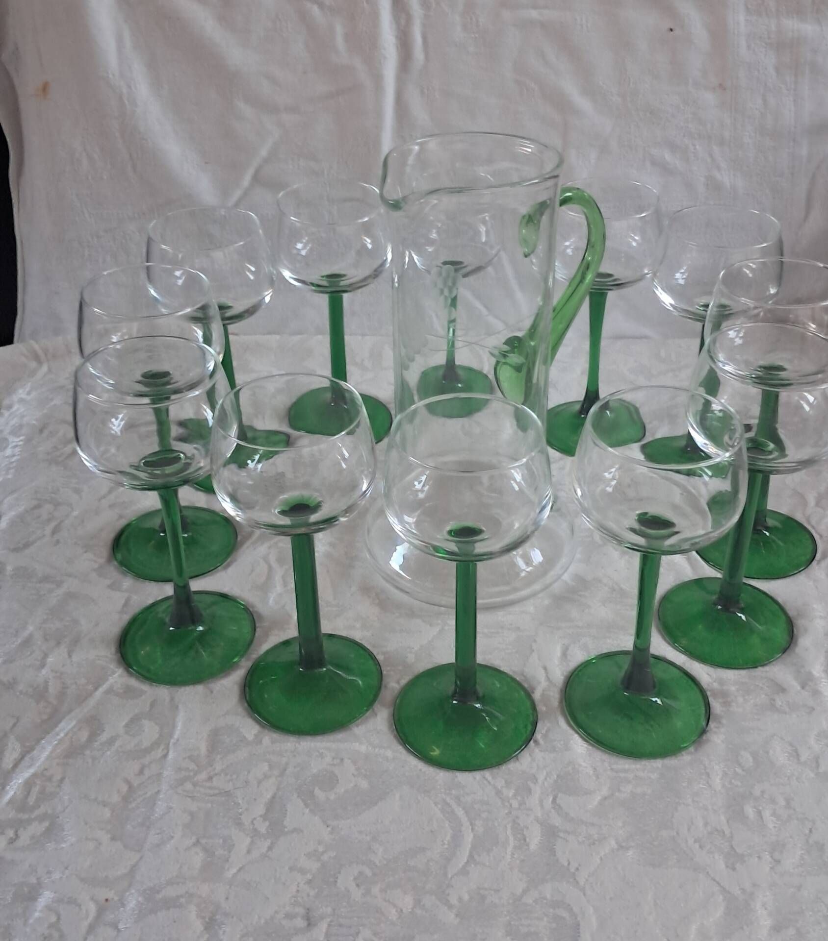 Carafe et 12 verres Service vin d'Alsace