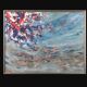 Huile sur toile originale suédoise – "Composition" par Keiko Ryu – Signée – Vintage et encadrée