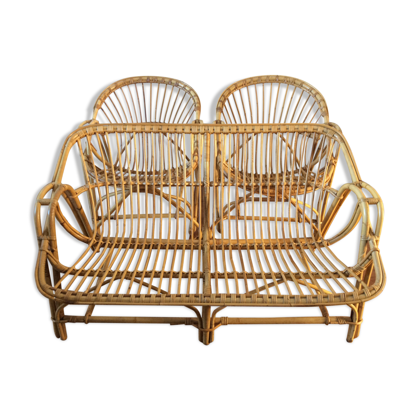 Bench and 2 rattan chairs