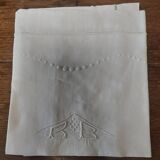 Old linen sheet, fine, embroidered with monogram BB, button closure, 72 x 7.