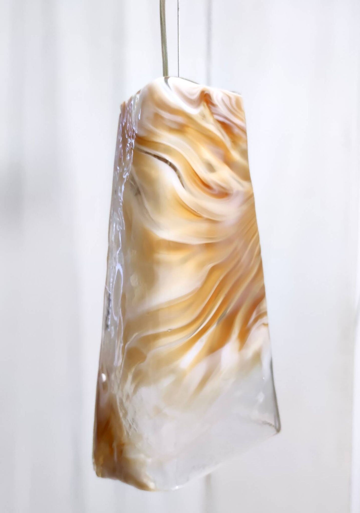 Orange Murano Glass and Brass Pendant by La Murrina, Italy, 1980s