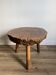 Brutalist tripod coffee table in elm burl, 1950.