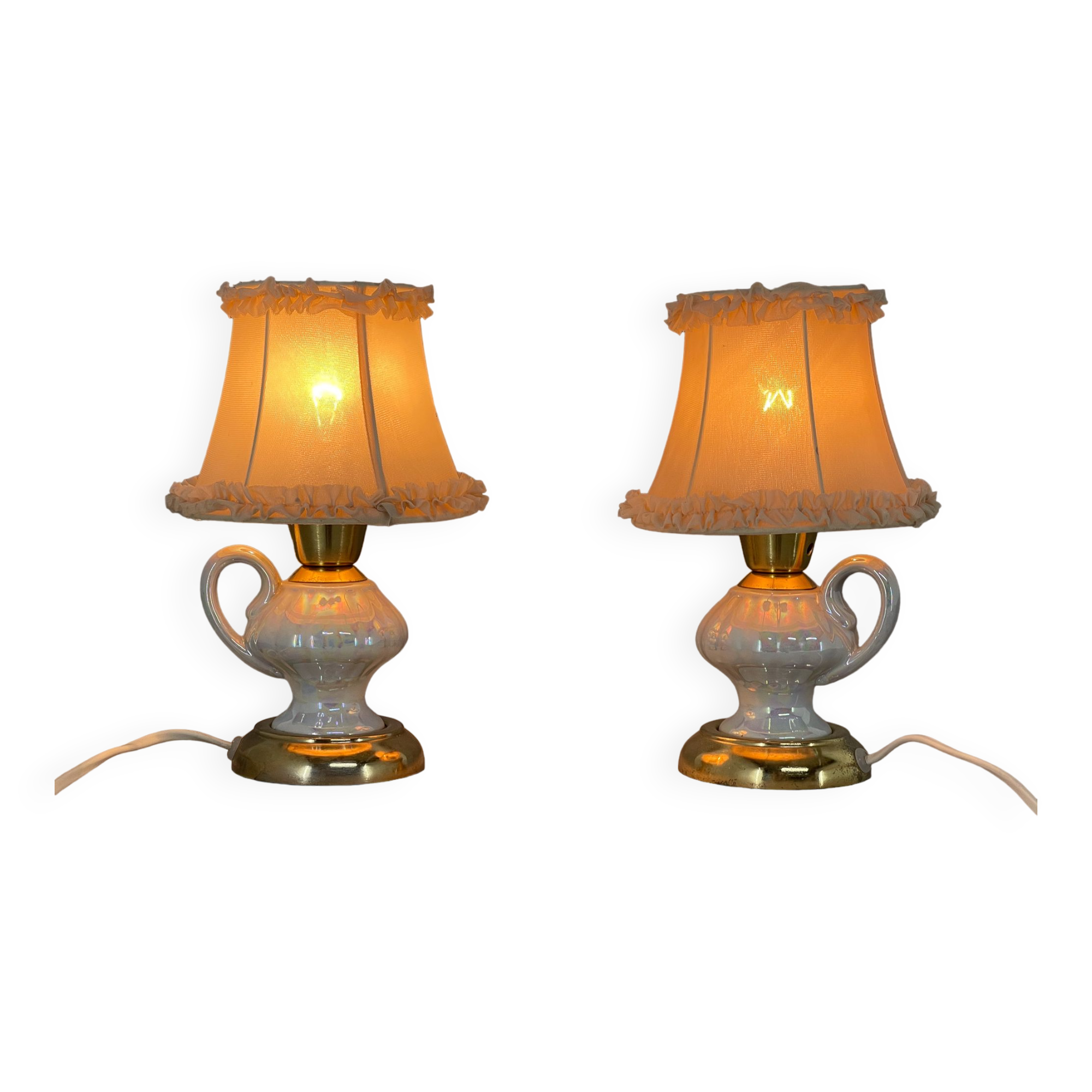 Pair of 1970s Ceramic Table or Bedside Lamps