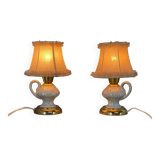 Pair of 1970s Ceramic Table or Bedside Lamps