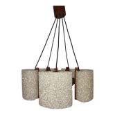 Scandinavian 5-pointed teak chandelier