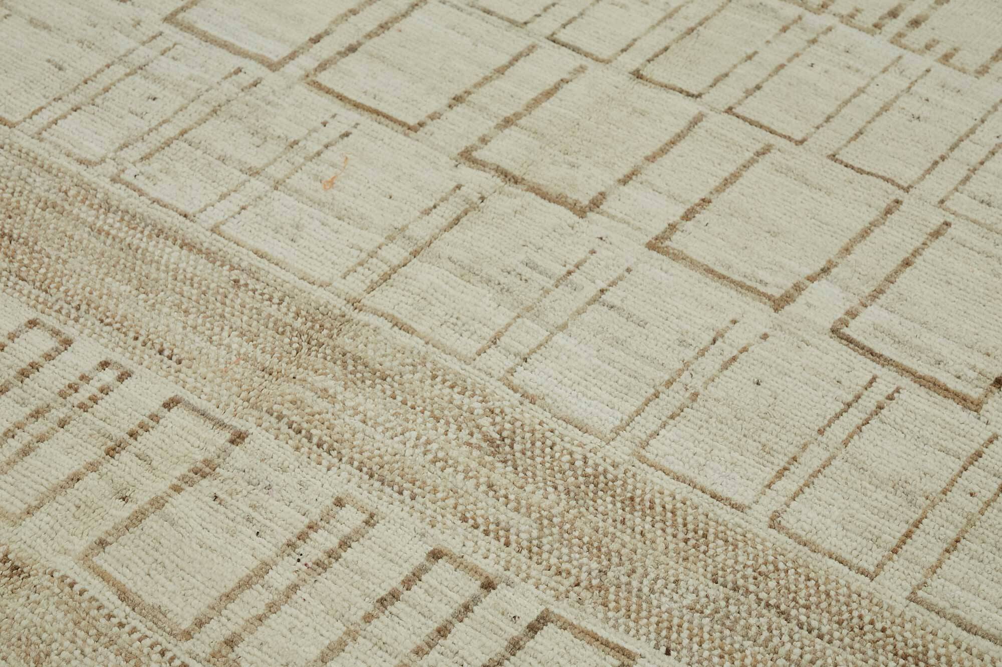 Handmade Turkish One of a Kind 202 cm x 307 cm Beige Wool Carpet