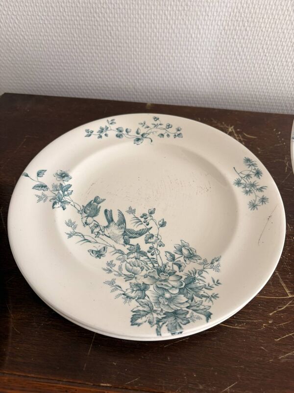5 assiette plates en faïence de Longwy modèle Mignon