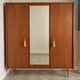 Vintage Mid-Century Wooden Wardrobe with Mirror – 1950s/60s
