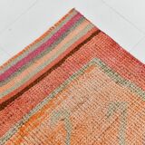 Pastel Tones Geometric Turkish Vintage Hallway Runner Rug, 95x345 Cm