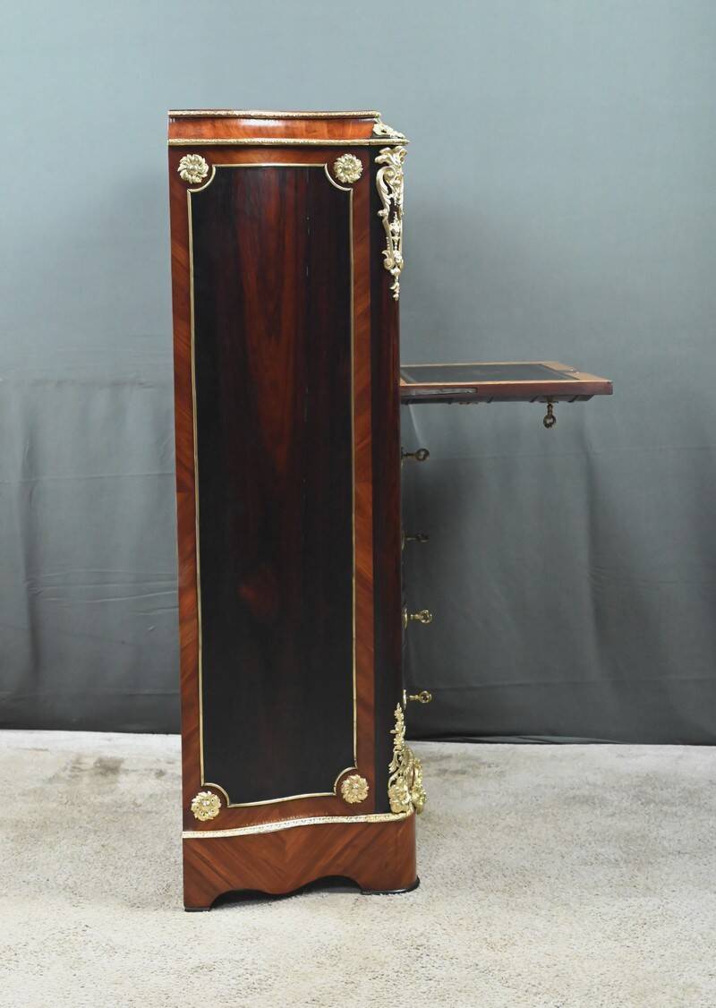 Secretary in precious wood marquetry, Napoleonic III period – Mid 19th century