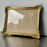 Vintage art deco style metal gold colored picture frame brass 14.5 cm x 11.5 cm convex glass