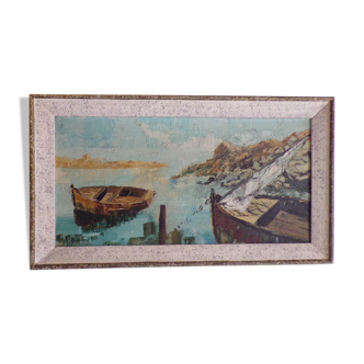 Tableau à l'huile et couteau Marine